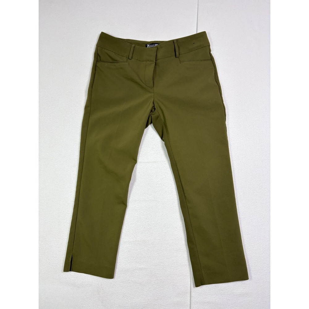 7th Avenue New York & Company Olive Green Ankle Pants Womens 4 Stretch Straight